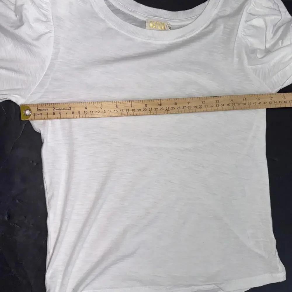 Anthropologie Nation LTD Puff Sleeve Quiet Luxury Minimalist Cotton Blouse Small - Picture 12 of 14